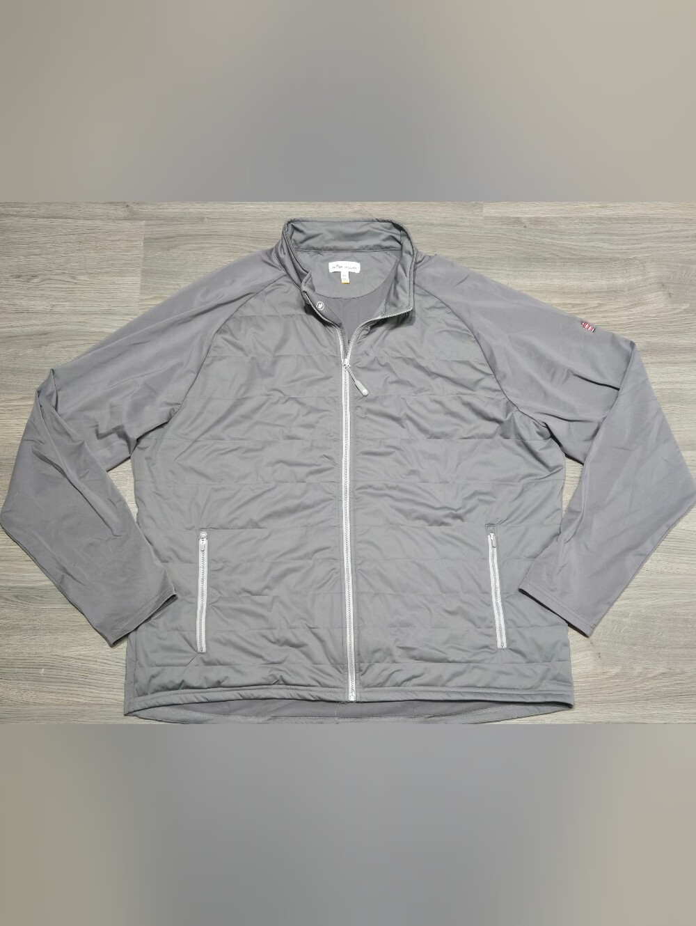 Peter Millar Men's Light Gray Full-Zip Shirt Jacket Mens XXL